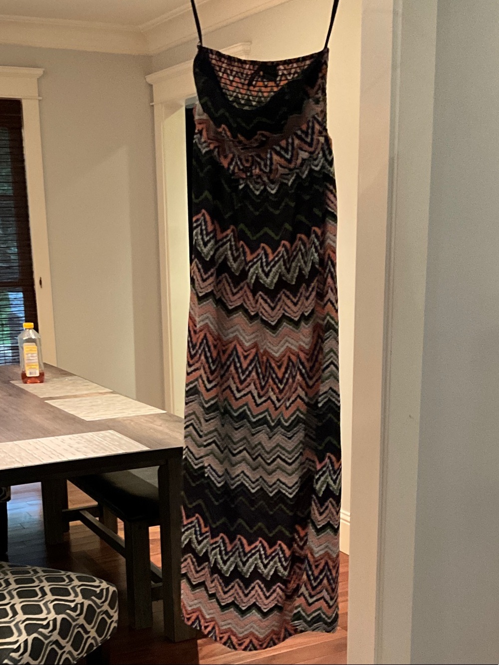 Fire Los Angeles Strapless Maxi Dress - Black, Pink, Gray Chevron